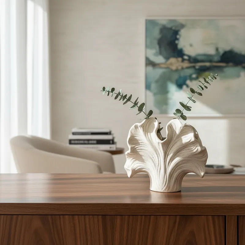 Florero Forma Coral Cerámica 15 cm - Diseño Orgánico Inspirado en el Mar Florero Frank Home Chile