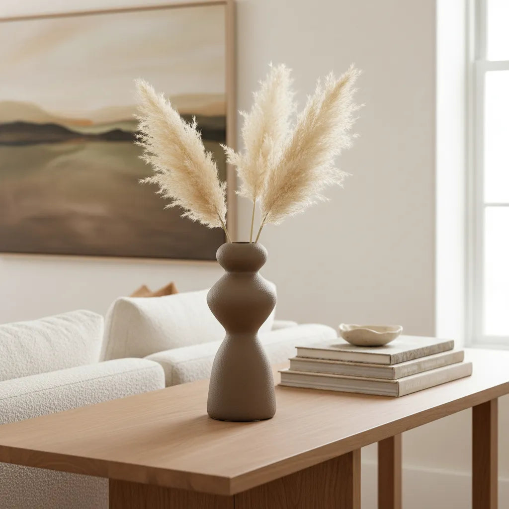 Florero Curvas Café Cerámica Florero Frank Home Chile