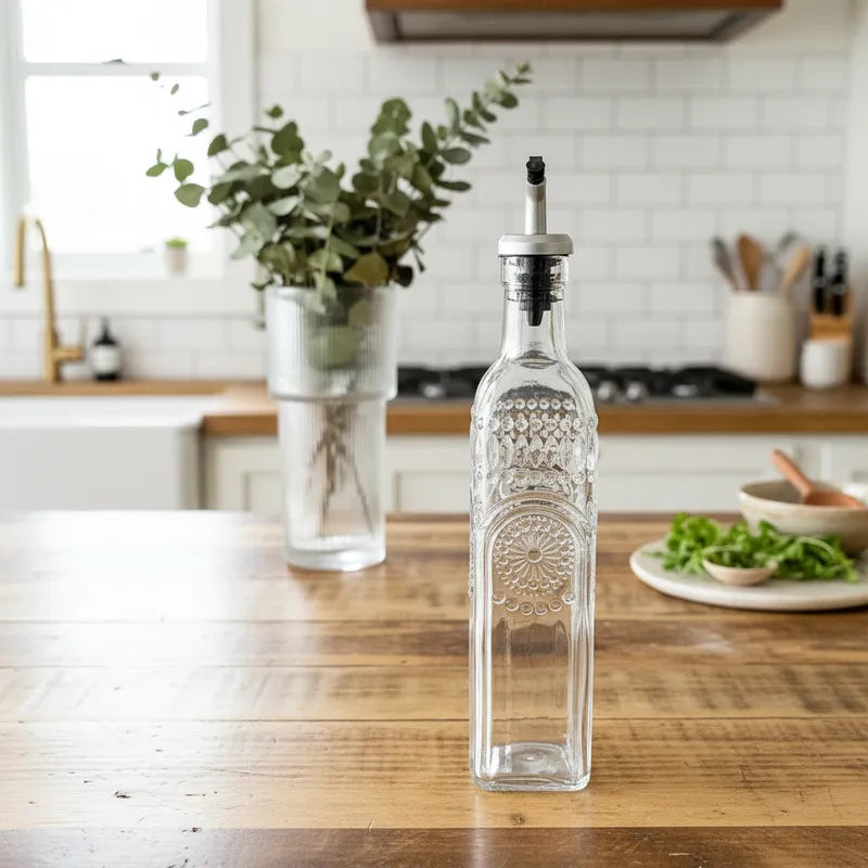 Dispensador Aderezos Vidrio Tallado 30cm Provenzal Aceitero Frank Home Chile