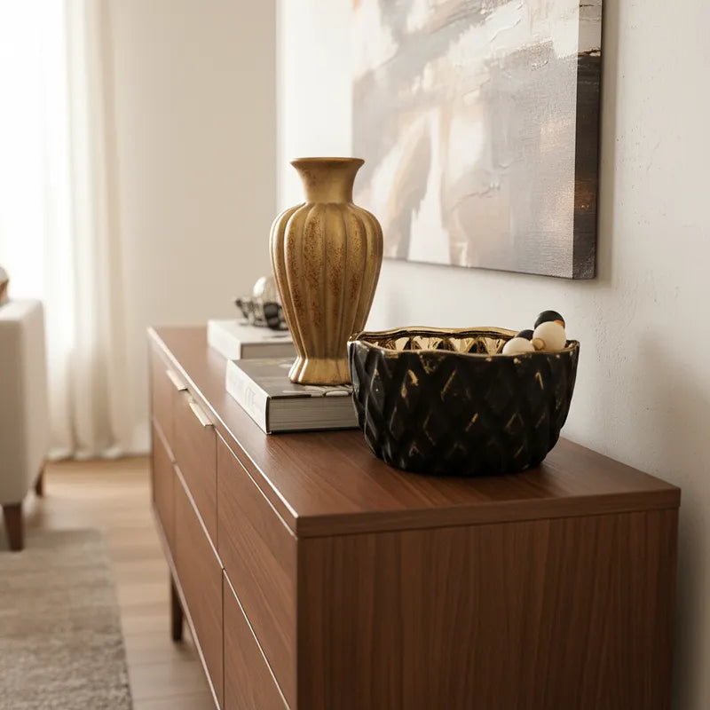 Florero Dorado Envejecido 23.5cm - Cerámica Elegante Vintage Florero Frank Home Chile