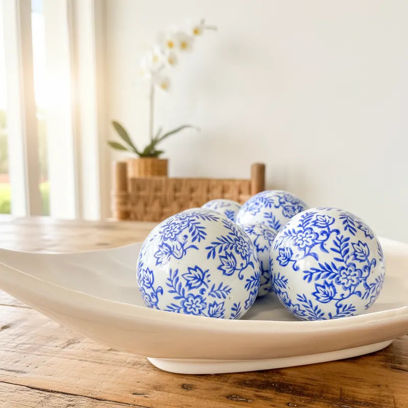 Esferas Decorativas Cerámica Floreada 7 y 9 cm 9 cm Adorno Frank Home Chile