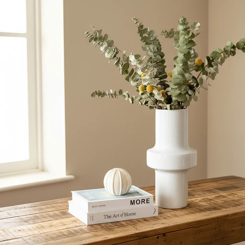 Florero Anillo Cerámica Esmaltada Blanca Florero Frank Home Chile