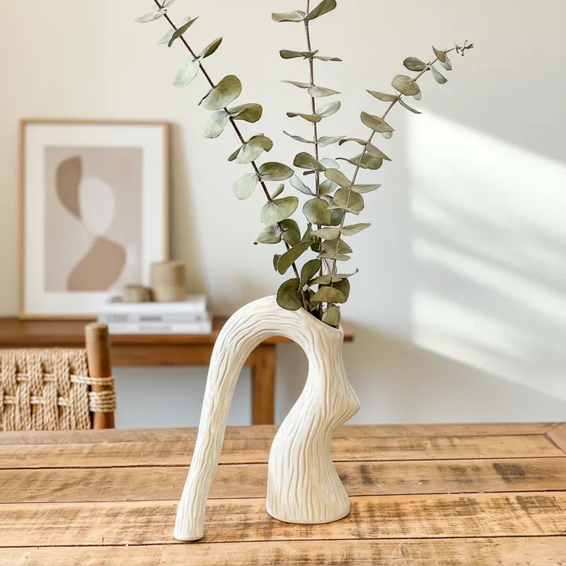 Florero Cerámica Forma Árbol 23,5 cm - Diseño Orgánico Texturizado Florero Frank Home Chile