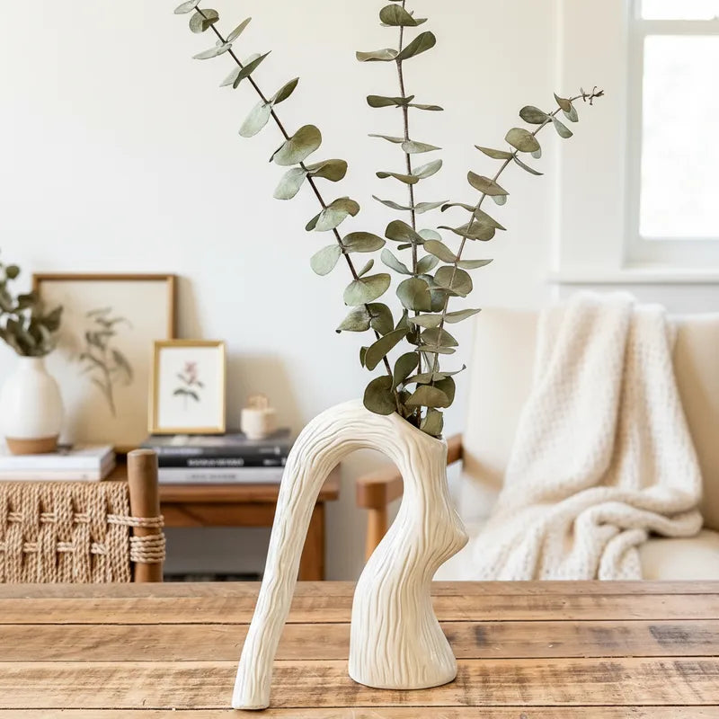 Florero Cerámica Forma Árbol 23,5 cm - Diseño Orgánico Texturizado Florero Frank Home Chile