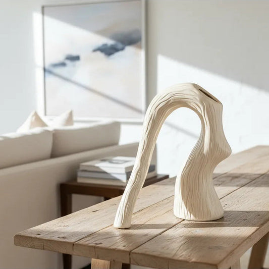 Florero Cerámica Forma Árbol 23,5 cm - Diseño Orgánico Texturizado Florero Frank Home Chile