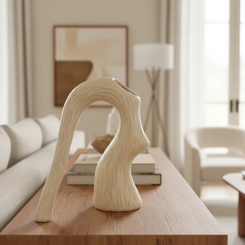 Florero Cerámica Forma Árbol 23,5 cm - Diseño Orgánico Texturizado Florero Frank Home Chile