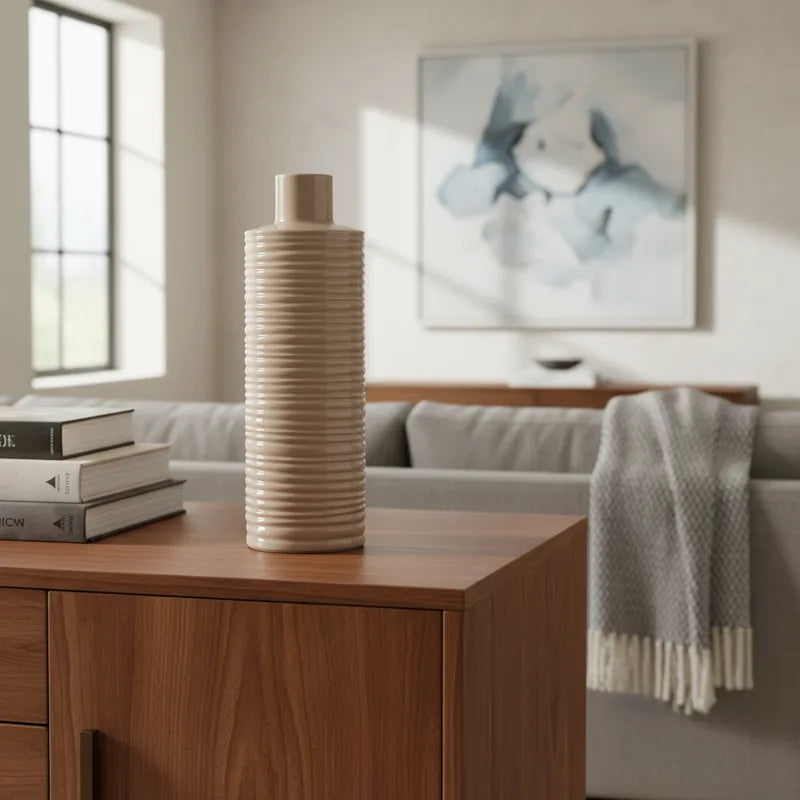 Florero Botella Cerámica Esmaltada Texturizado 31 cm - Espiral Florero Frank Home Chile