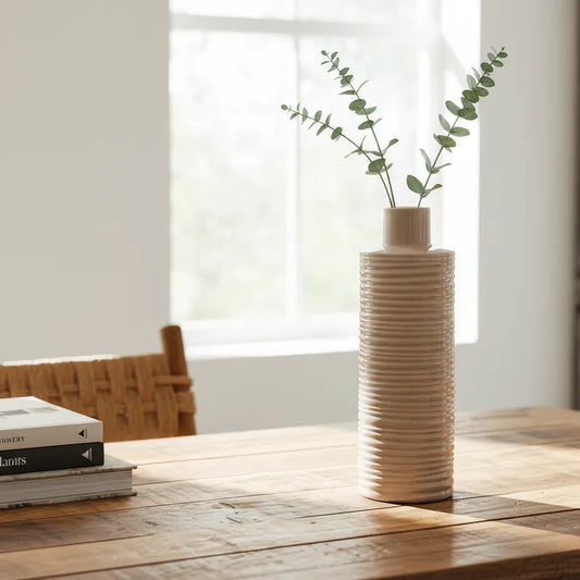 Florero Botella Cerámica Esmaltada Texturizado 31 cm - Espiral Florero Frank Home Chile