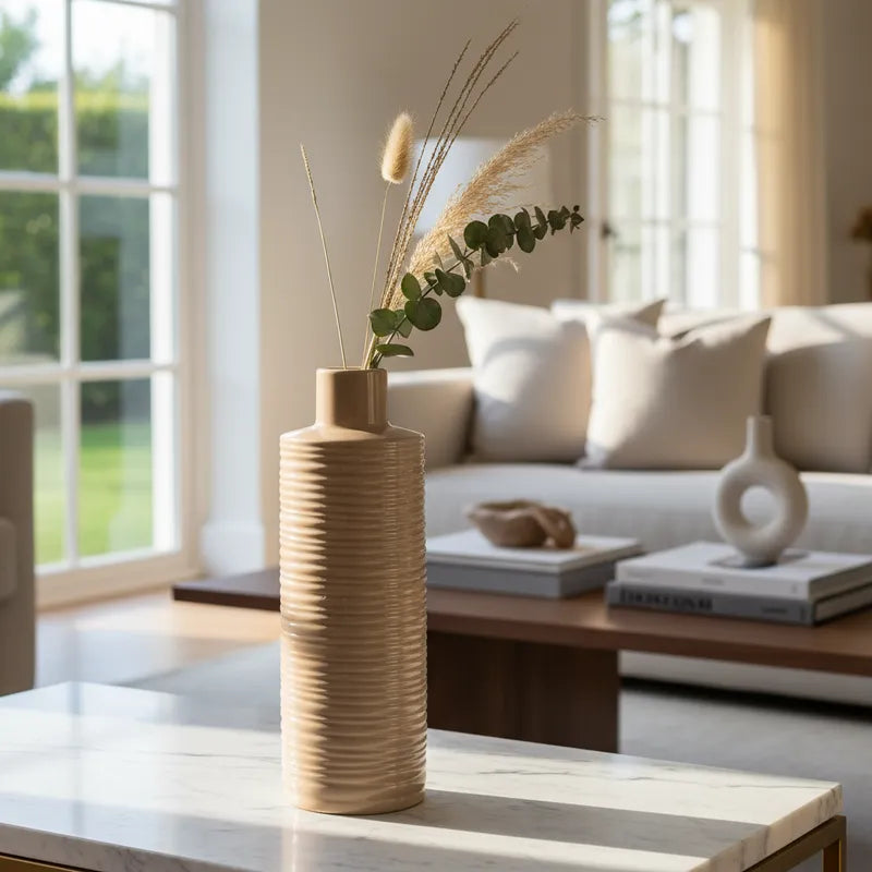 Florero Botella Cerámica Esmaltada Texturizado 31 cm - Espiral Florero Frank Home Chile