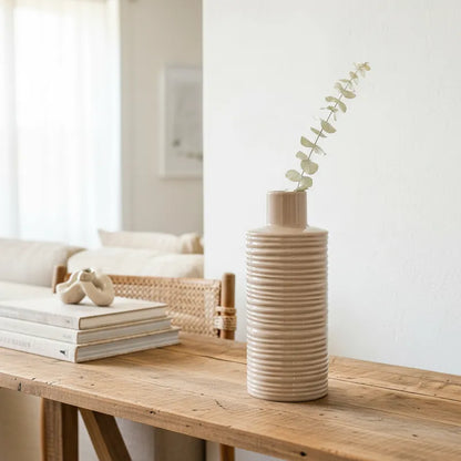 Florero Botella Cerámica Esmaltada Texturizado 31 cm - Espiral Florero Frank Home Chile