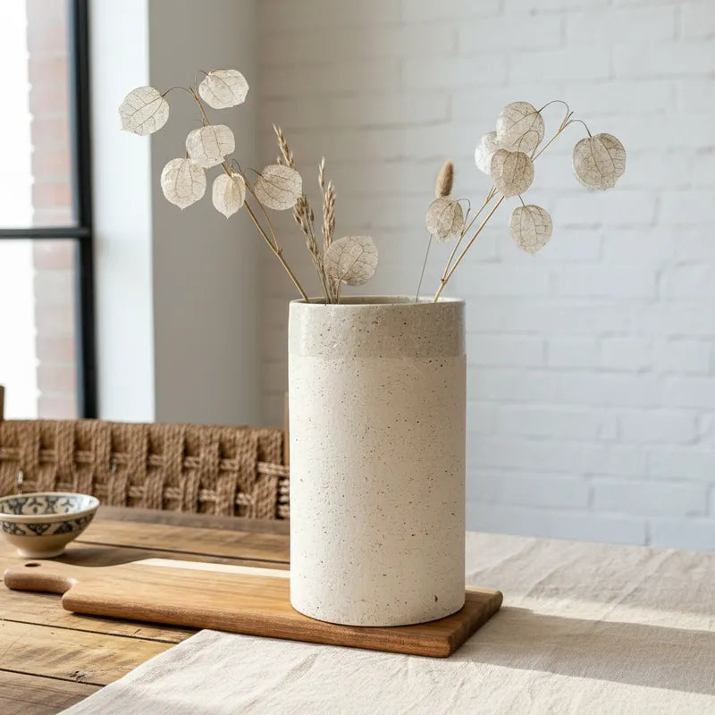Florero Cerámica Texturada 20cm - Diseño Cilíndrico Refinado Florero Frank Home Chile