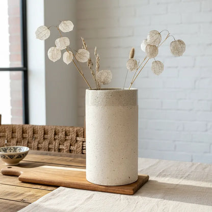 Florero Cerámica Texturada 20cm - Diseño Cilíndrico Refinado Florero Frank Home Chile