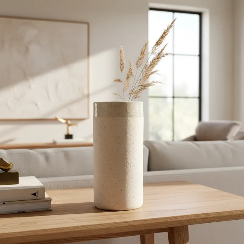 Florero Cerámica Texturada 20cm - Diseño Cilíndrico Refinado Florero Frank Home Chile