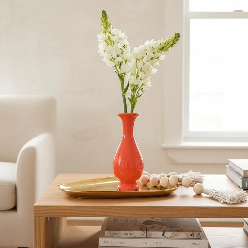 Florero Cerámica Esmaltada Coral 21cm - Diseño Sofisticado Florero Frank Home Chile