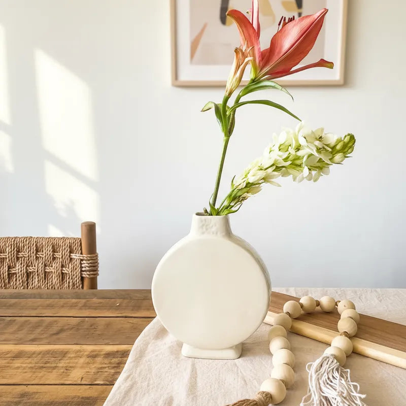 Florero Cerámica Esmaltada Redondo 20cm - Textura Definida Florero Frank Home Chile