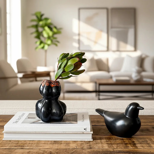 Mini Florero Cerámica Negro Florero Frank Home Chile
