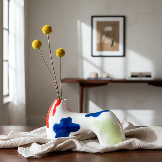 Florero Cerámica Formas Orgánicas Pintado Florero Frank Home Chile