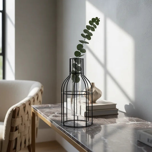 Florero Metálico con tubo de vidrio Florero Frank Home Chile