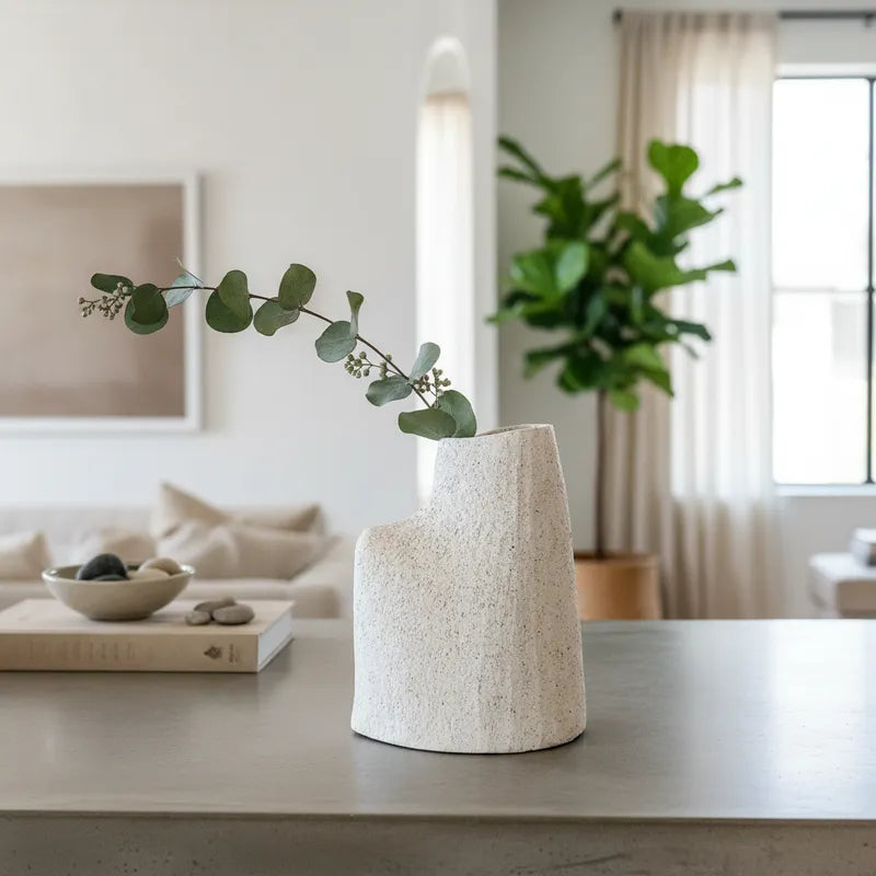 Florero Cerámica Rústica Orgánico 22cm - Acabado Artesanal Florero Frank Home Chile