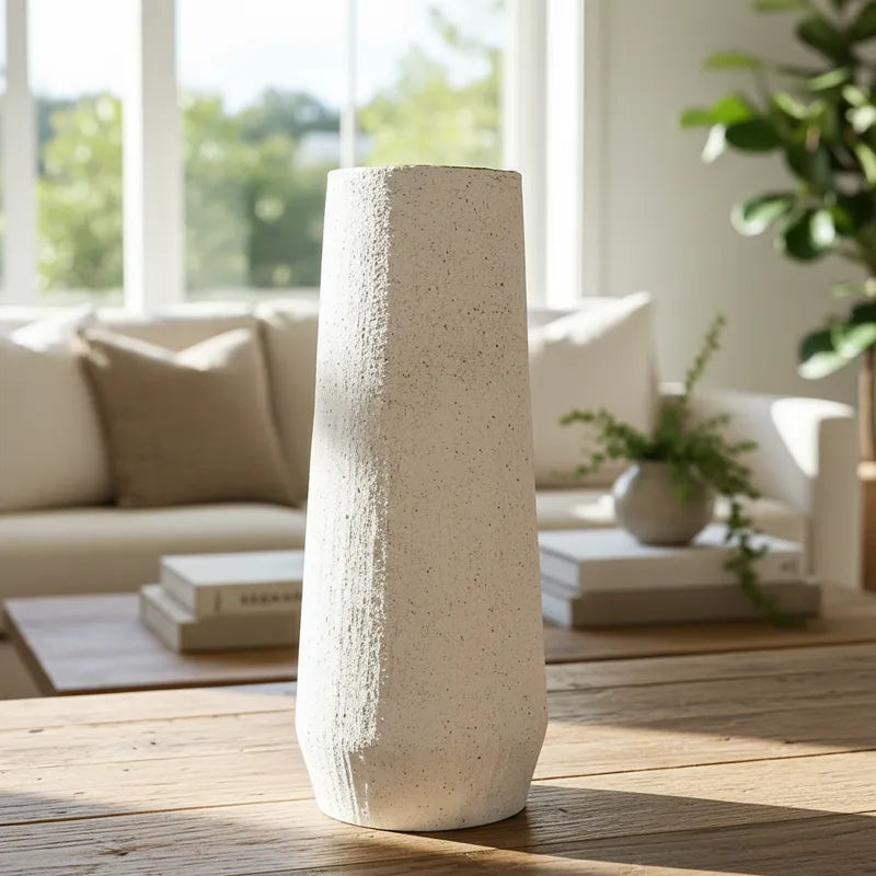 Florero Cerámica Blanca Texturada Interior Esmaltado Azul - 39 cm Florero Frank Home Chile