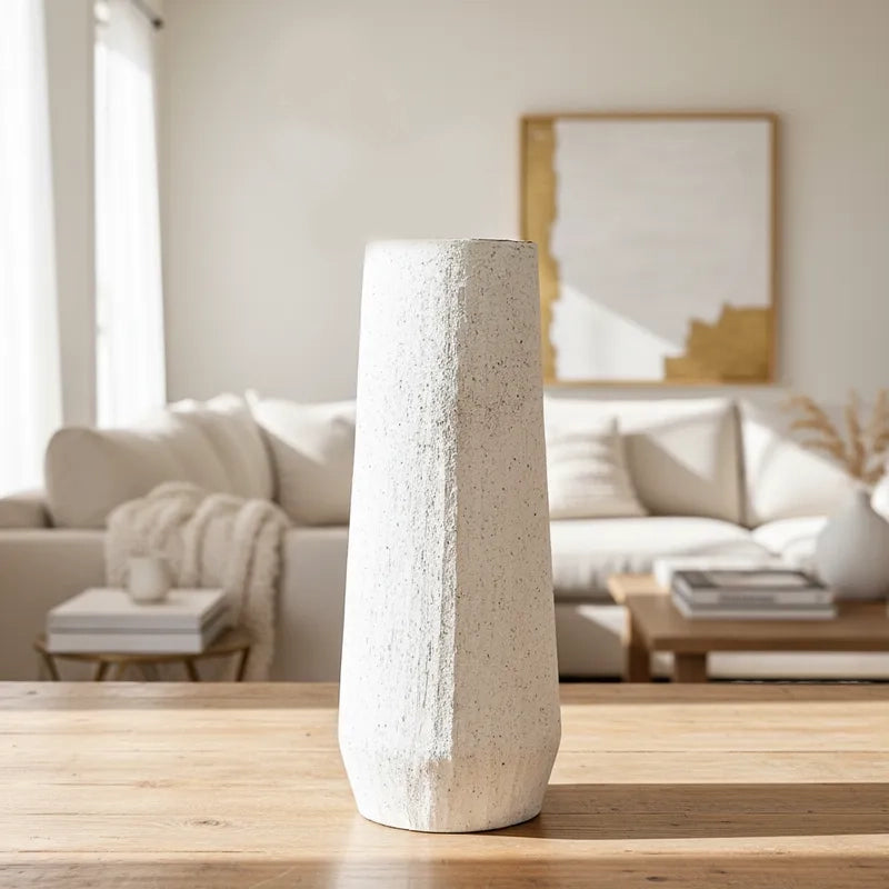 Florero Cerámica Blanca Texturada Interior Esmaltado Azul - 39 cm Florero Frank Home Chile