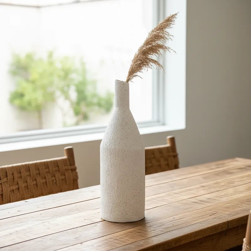 Florero Cerámica Texturada Botella - Diseño Elegante Decorativo Florero Frank Home Chile