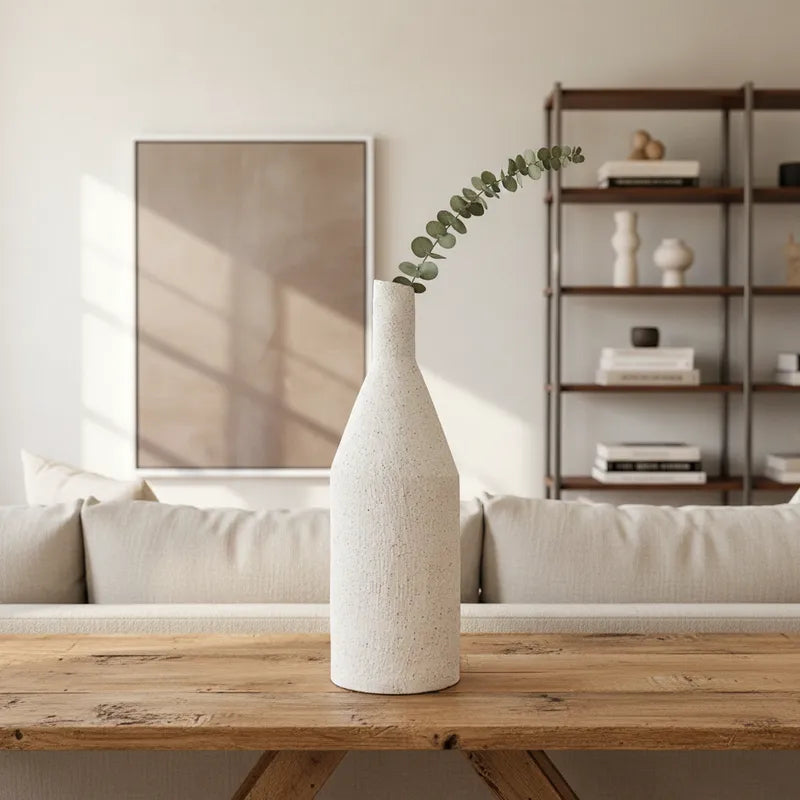 Florero Cerámica Texturada Botella - Diseño Elegante Decorativo Florero Frank Home Chile