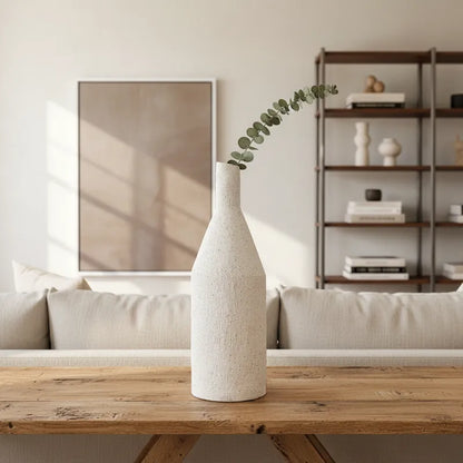 Florero Cerámica Texturada Botella - Diseño Elegante Decorativo Florero Frank Home Chile