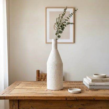Florero Cerámica Texturada Botella - Diseño Elegante Decorativo Florero Frank Home Chile