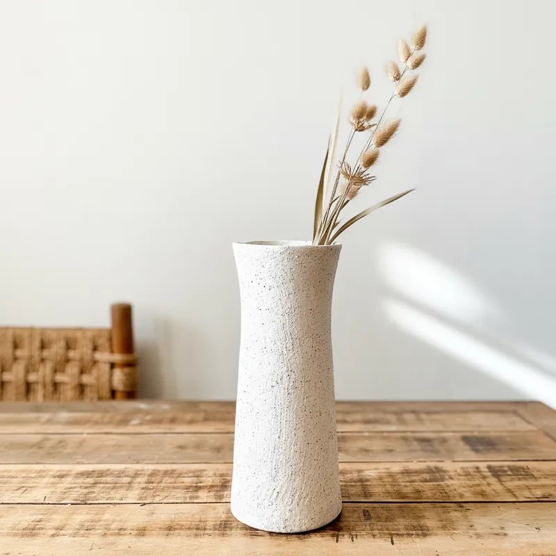 Florero Cerámica Rústica Curva - Acabado Artesanal Florero Frank Home Chile