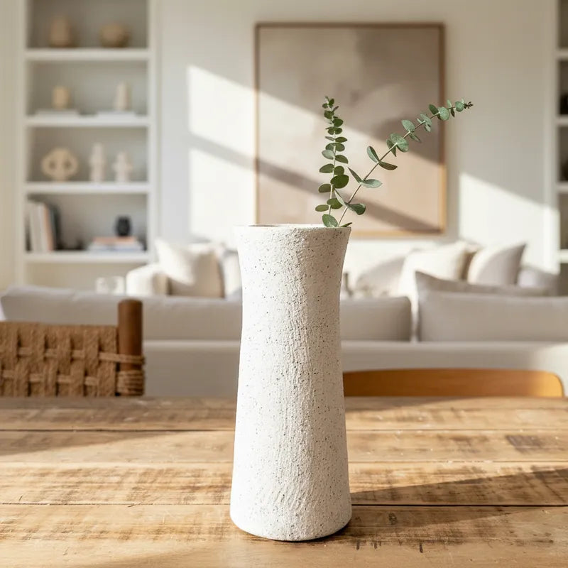 Florero Cerámica Rústica Curva - Acabado Artesanal Florero Frank Home Chile