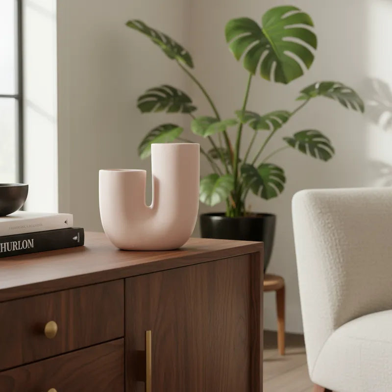 Florero Rosa Pálido Cilíndrico 20cm - Frank Home Florero Frank Home Chile