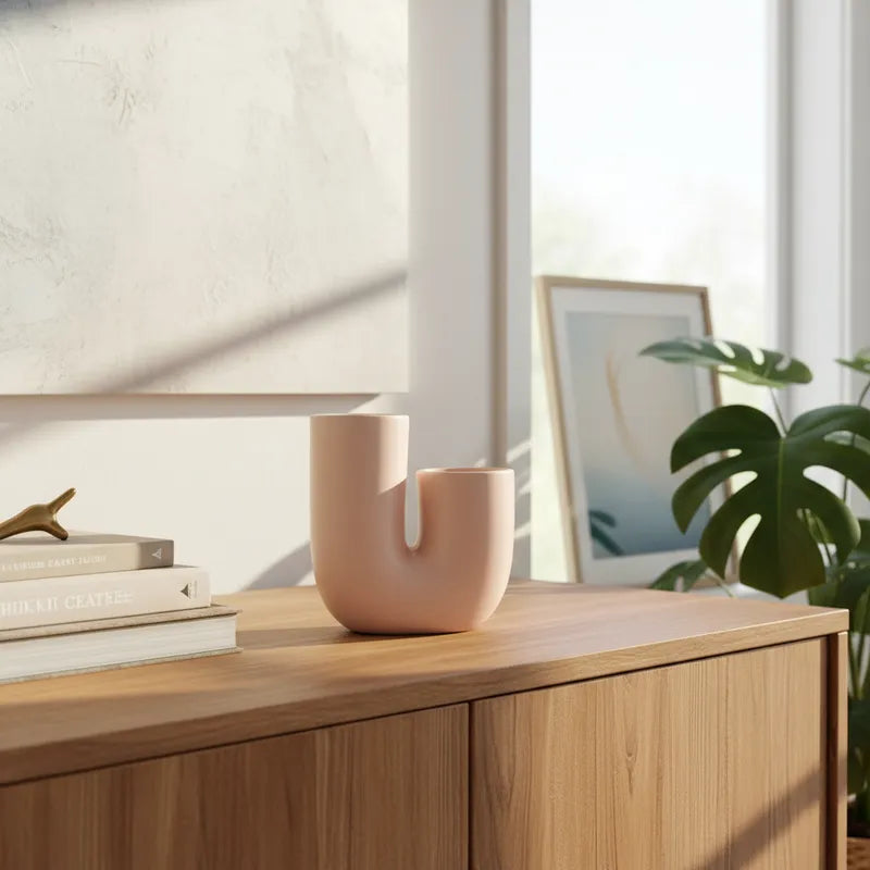 Florero Rosa Pálido Cilíndrico 20cm - Frank Home Florero Frank Home Chile