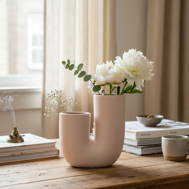 Florero Rosa Pálido Cilíndrico 20cm - Frank Home Florero Frank Home Chile