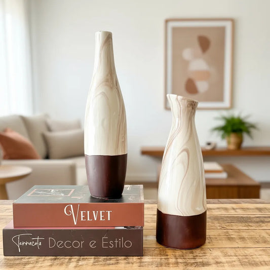 Set 2 Floreros a juego cerámica Florero Frank Home Chile