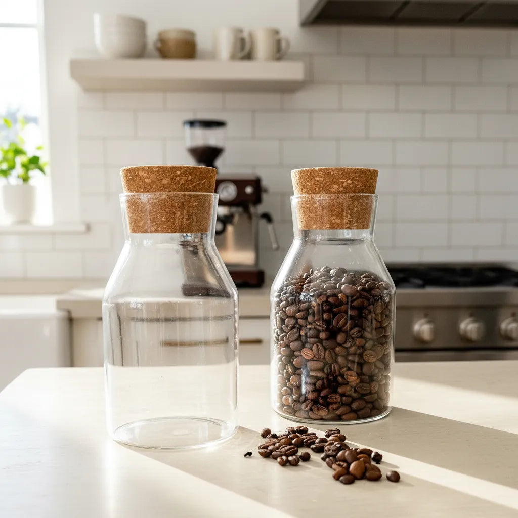 Frasco vidrio tapa corcho frasco Frank Home Chile