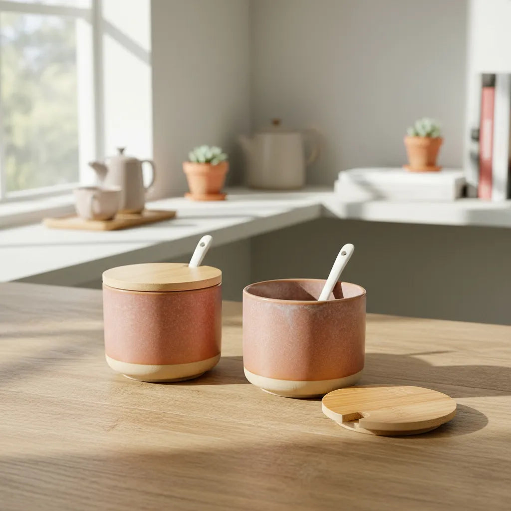 Frasco rosa cerámica con cuchara frasco Frank Home Chile