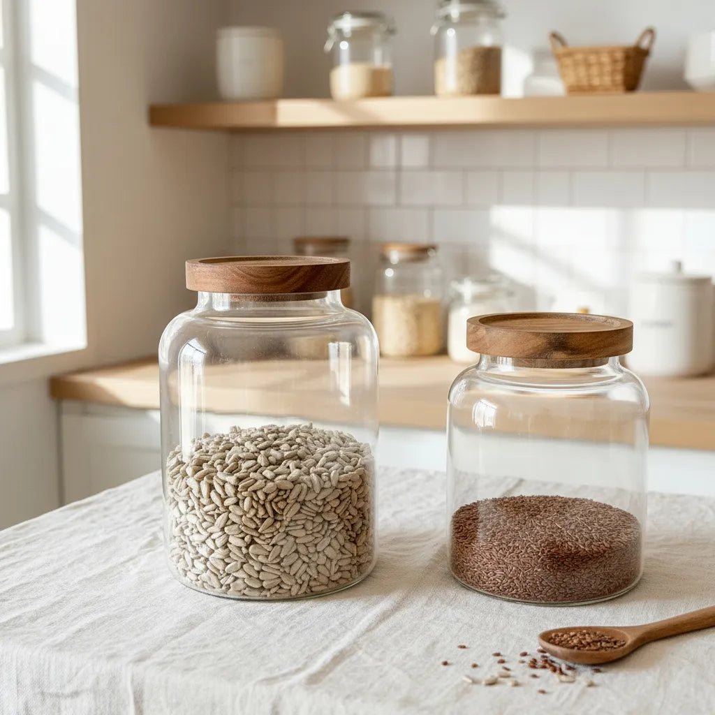 Frasco vidrio tapa madera frasco Frank Home Chile