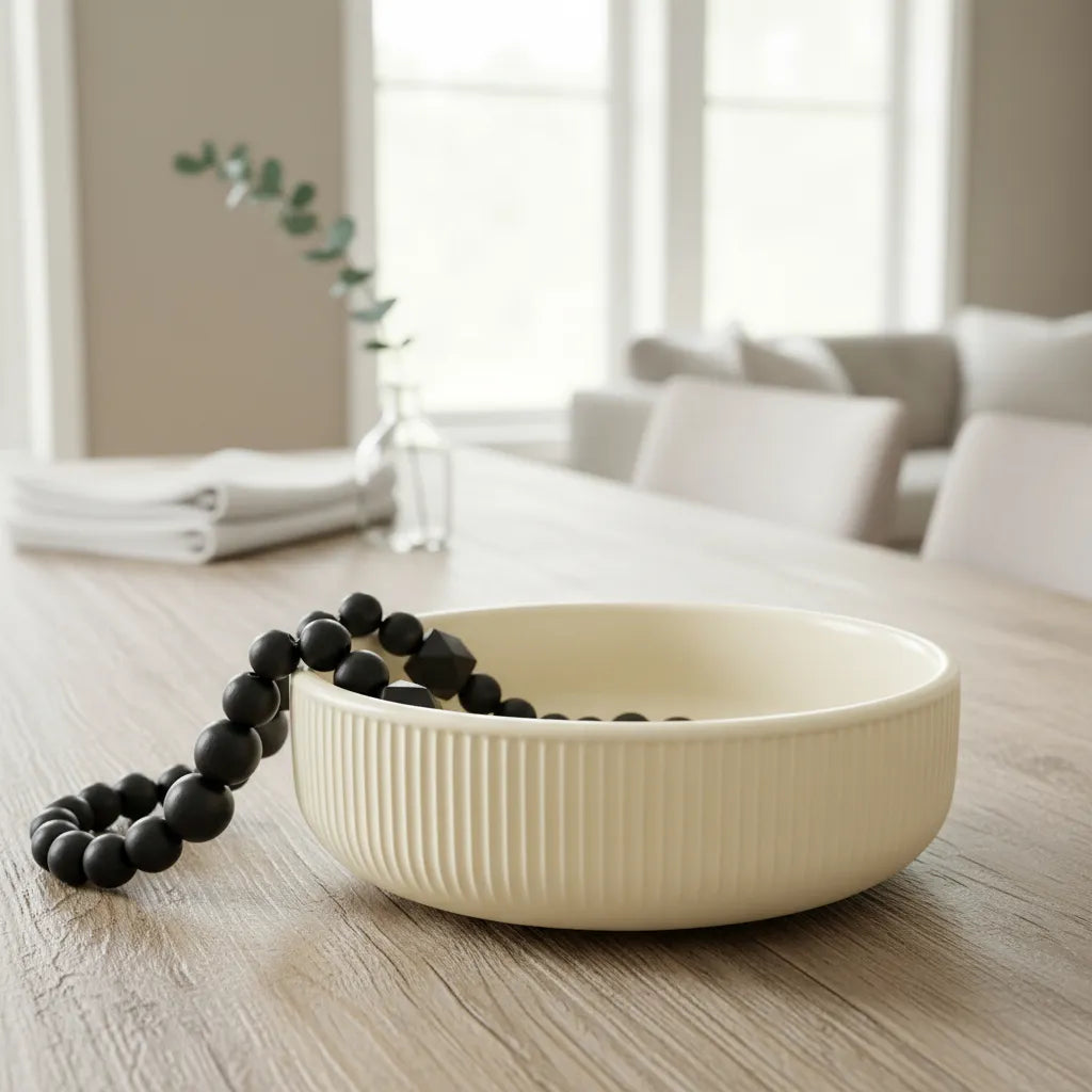 Fuente Cerámica Blanca acanalada Fuente Frank Home Chile