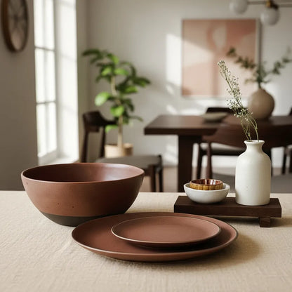 Fuente redonda rústica cerámica terra Plato Frank Home Chile