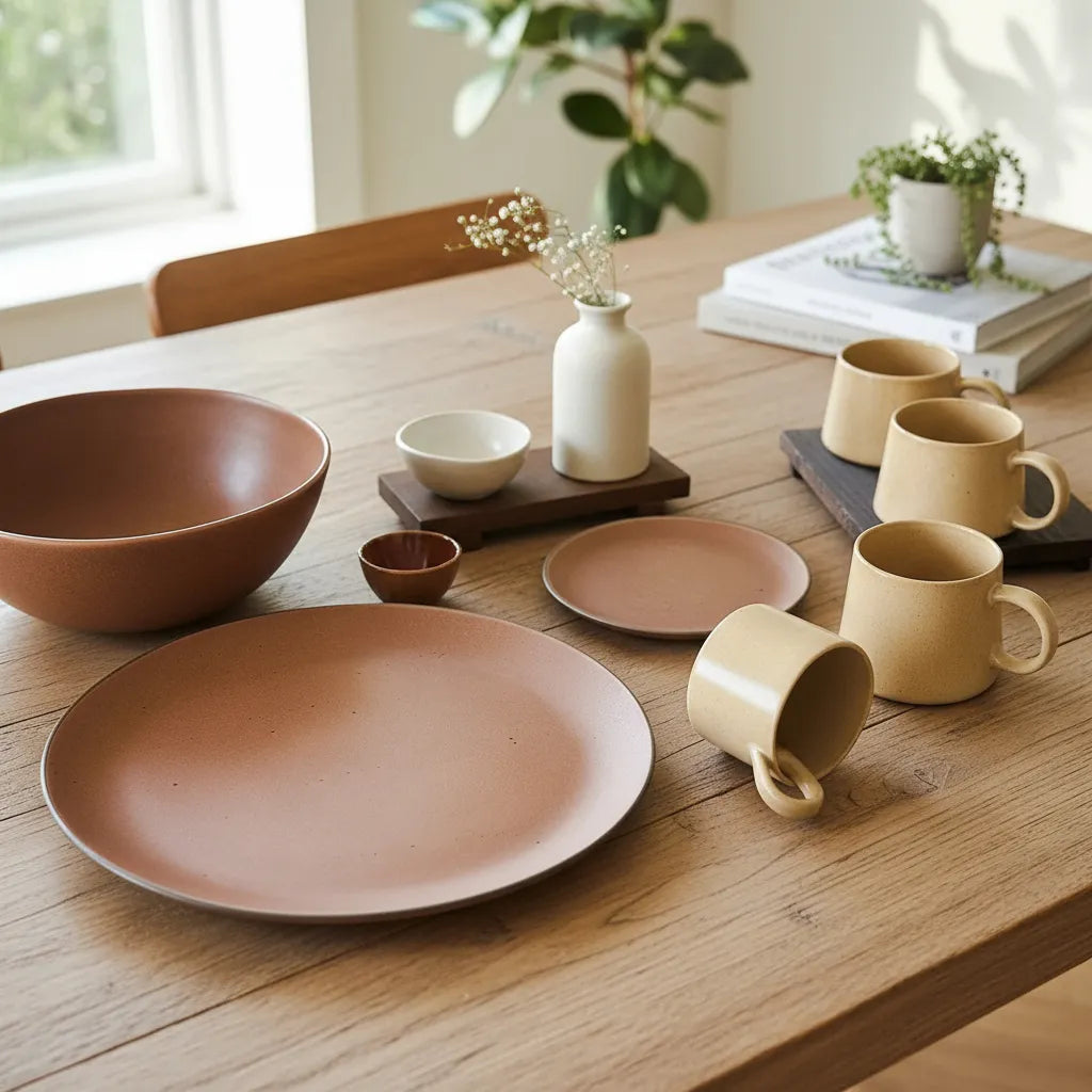 Fuente redonda rústica cerámica terra Plato Frank Home Chile