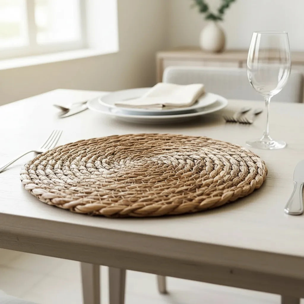 Set 6 Individuales Yute Tejido 30-35cm - Redondos Rústicos Set individuales Frank Home Chile