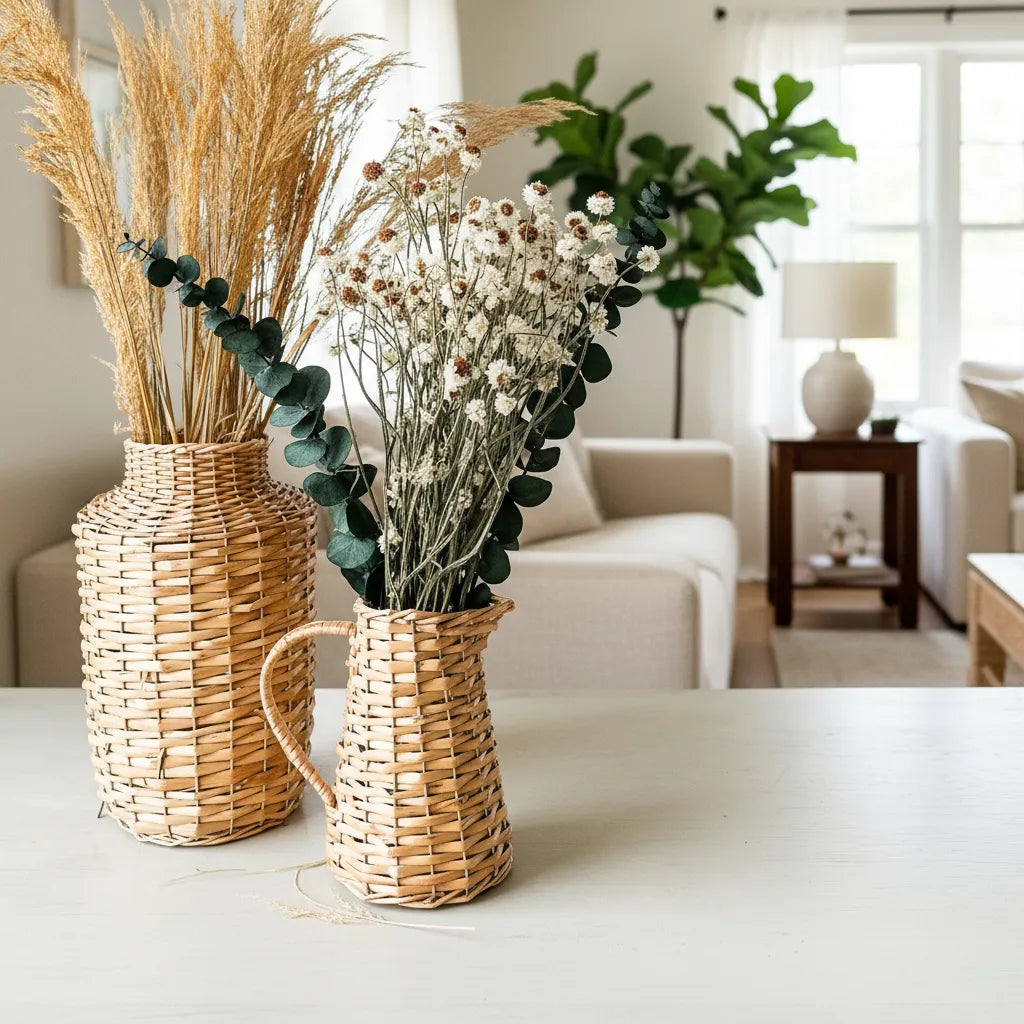 Jarra mimbre rústica Florero Frank Home Chile