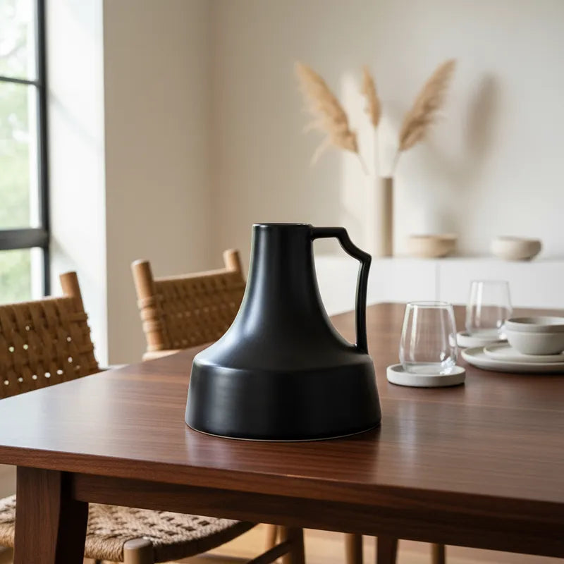 Florero Jarra Cerámica Negra Satinada 18cm | Frank Home Florero Frank Home Chile