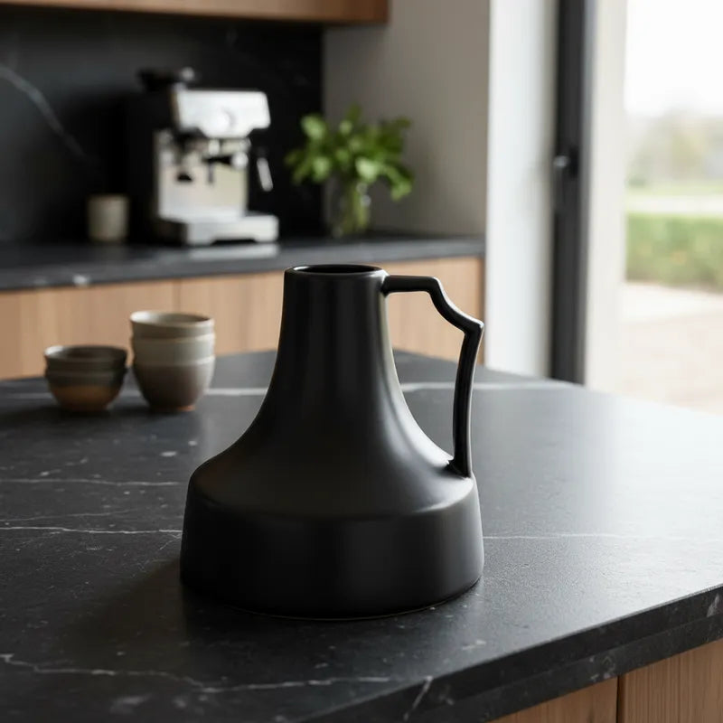 Florero Jarra Cerámica Negra Satinada 18cm | Frank Home Florero Frank Home Chile