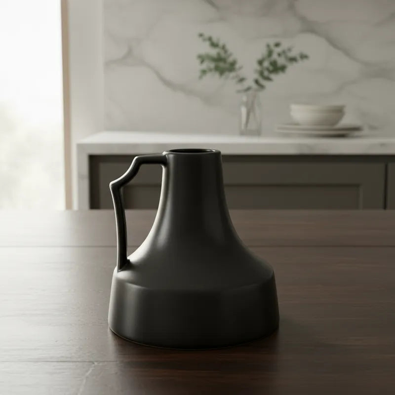 Florero Jarra Cerámica Negra Satinada 18cm | Frank Home Florero Frank Home Chile