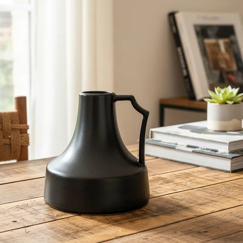 Florero Jarra Cerámica Negra Satinada 18cm | Frank Home Florero Frank Home Chile