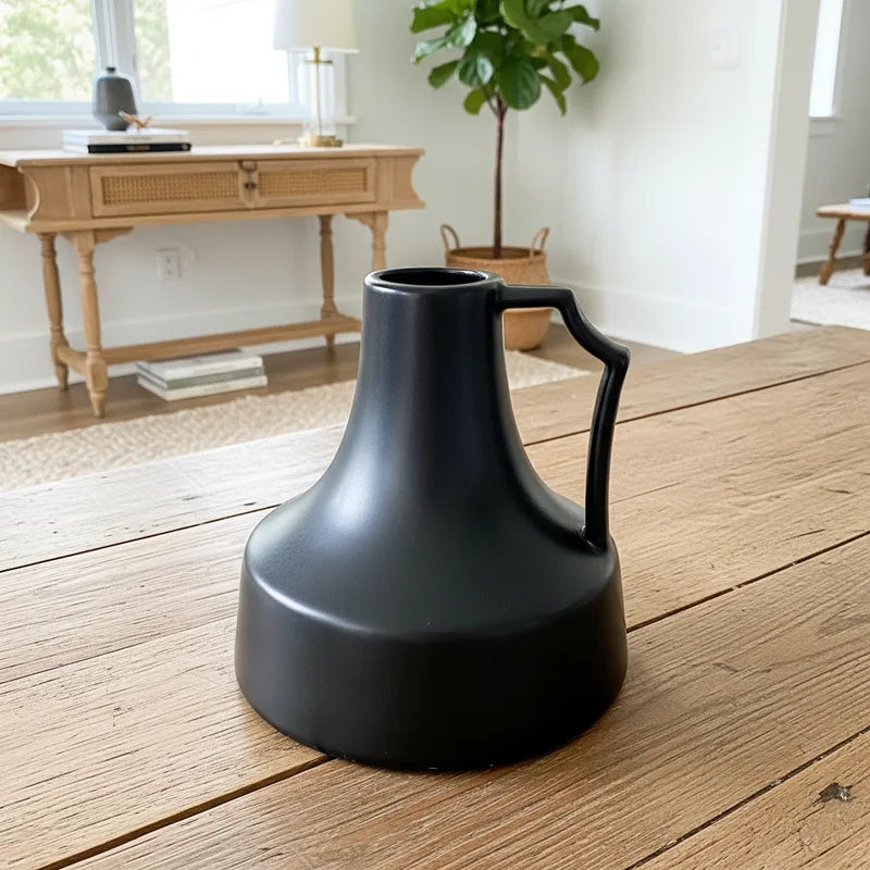Florero Jarra Cerámica Negra Satinada 18cm | Frank Home Florero Frank Home Chile