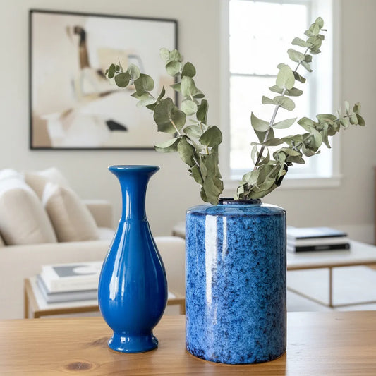 Florero cerámica Azul Jaspeado Florero Frank Home Chile