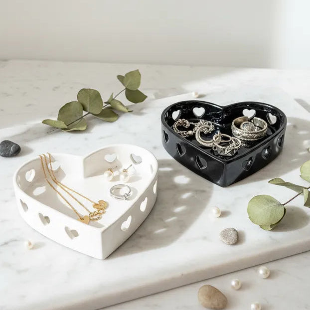 Joyero Cerámica Calado Corazón Adorno Frank Home Chile